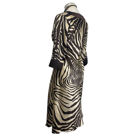 Vintage 90's Jodi Kristopher Satin Brown Zebra Print Dress- Funky Hippie Boho - Picture 11 of 14